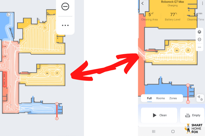 In the Roborock Q7 Max app, you can see the travel paths after a room has been double-mopped.